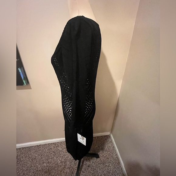 Calvin Klein Black Laser Cut Geometric Design Bodycon Dress, size Large - Picture 4 of 9